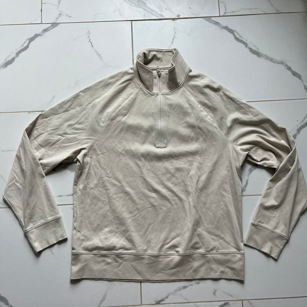 Lululemon men's 1/4 zip cream color cotton stretch sz large